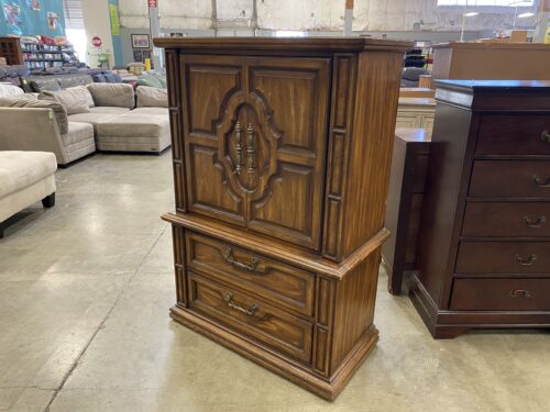 BASIC WITZ 5 Drawer Wooden Armoire Chest with Brass Pulls