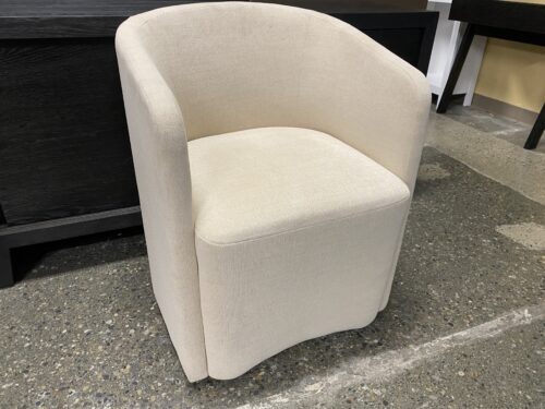 RESTORATION HARDWARE Aurelie Barrelback Sand Fabric Dining Chair w/ Casters