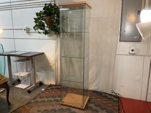 Glass 4-Shelf Display Case w/ Tan Base