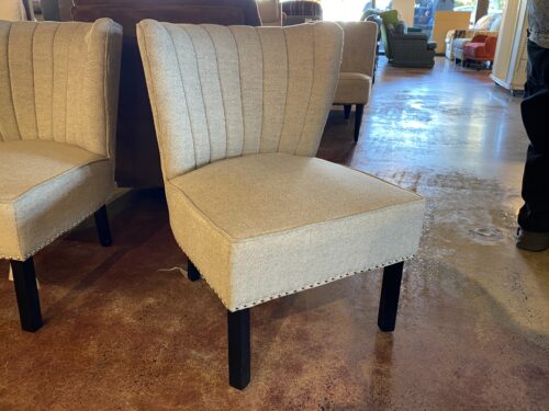 Grey Silver Stud Shell-Back Accent Chair