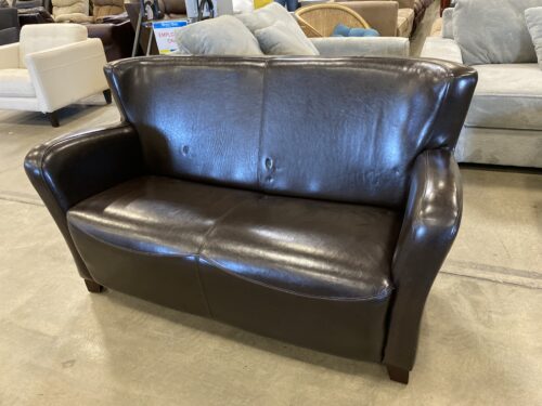 PIER 1 IMPORTS Espresso Brown Bycast Leather Wingback Loveseat