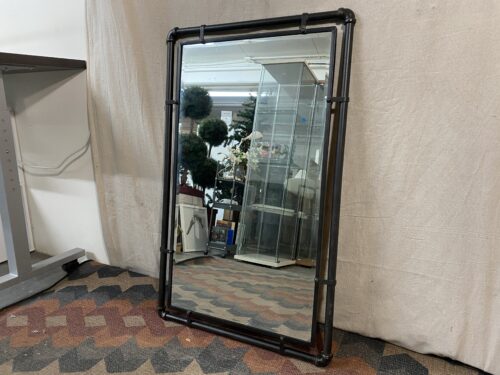 Industrial Black Metal Pipe Hanging Mirror