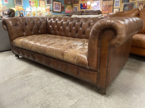 RESTORATION HARDWARE Modena Luxe Leather Chesterfield Tufted Sofa