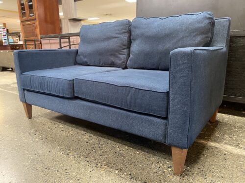 Dark Blue Track Arm Loveseat