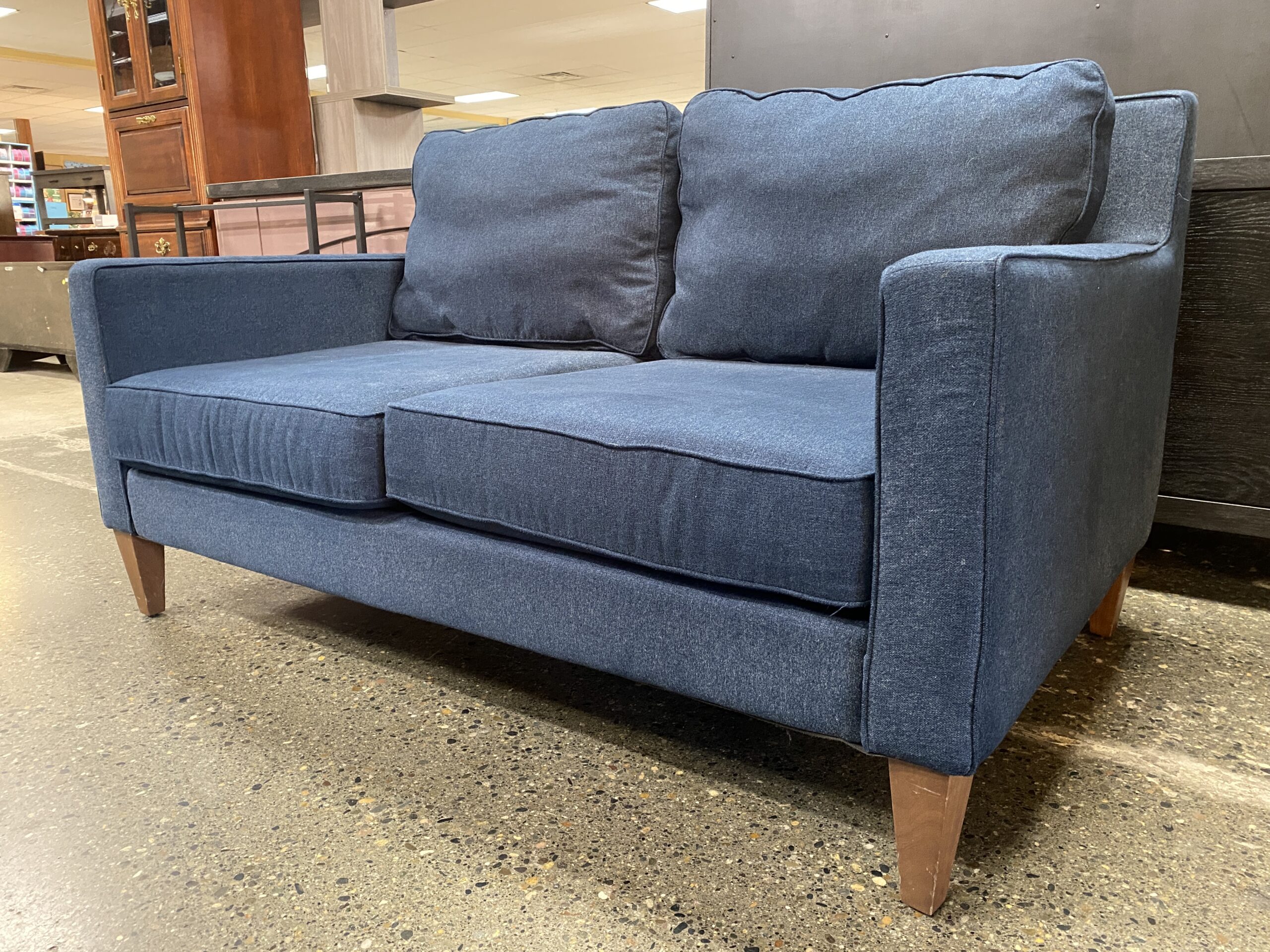 Dark Blue Track Arm Loveseat