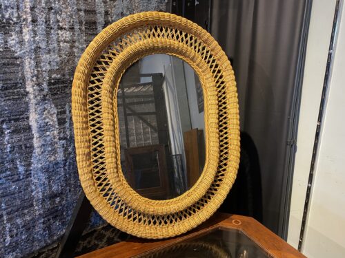 Bohemian Rattan Oval Wall Mirror
