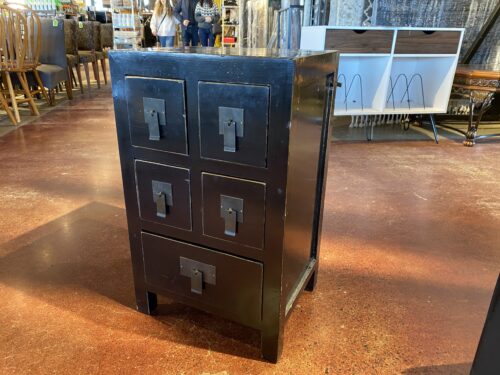 Black Five Drawer Slim Cabinet