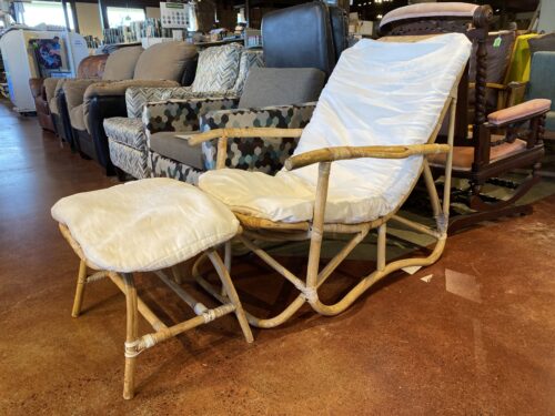 Bamboo Lounging Armchair with Stool