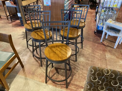 Metal and Wood Swivel Barstools (Set of 5)