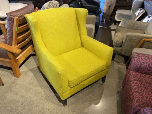 Modern Chartreuse Wingback Armchair