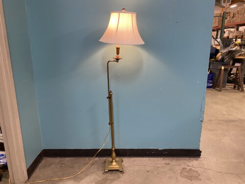 Vintage Adjustable Height Brass Floor Lamp with Claw Foot Base