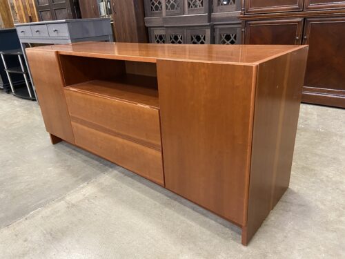 Made in Denmark Vintage Cherry Wooden Sleek Lacquered Finish Credenza