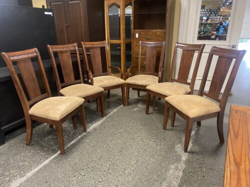 KINGSTONE Wooden Dining Chairs w/ Tan Upholstery (Set of 6)