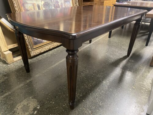 SAMSUN INTERNATIONAL Dark Solid Woood Dining Table w/ Border Inlay