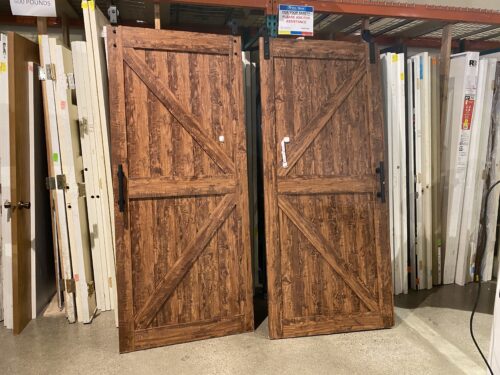 Walnut Finish Barn Door Set (Set of 2)