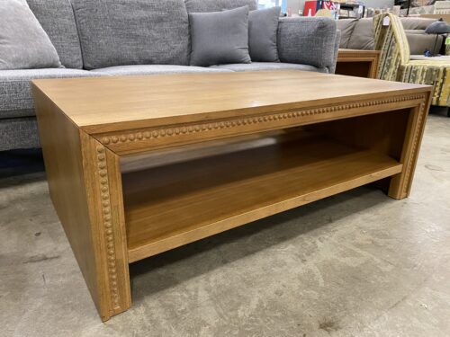 WORLD MARKET Contemporary Wooden Coffee Table with Carved Beaded Design