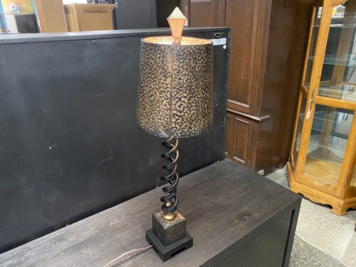UTTERMOST LIGHTING Bronze Finish Corkscrew Table Lamp w/ Hammered Metal Shade