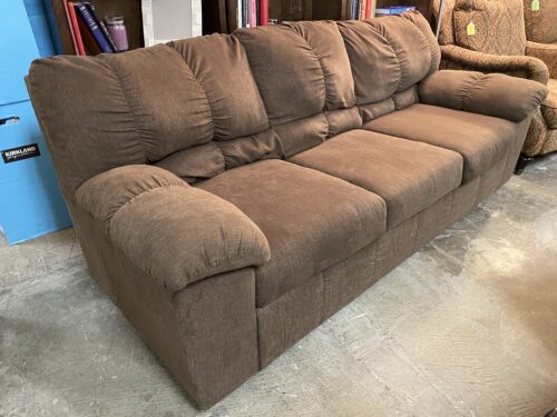 ASHLEY Chocolate Fabric Wide Arm Sofa
