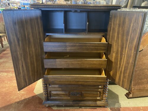 Solid-Wood Barley Twist 5-Drawer Armoire