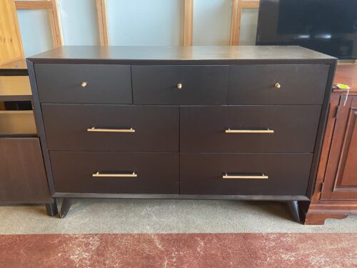 Chic Black 7-Drawer Dresser w/ Gold Bar Hardware