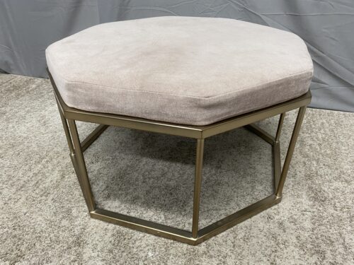 WEST ELM Pink Upholstered Octogonal Ottoman w/ Metal Base