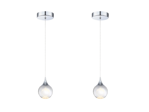JOLLYSUN Modern Crystal Chrome Pendant Lights (Set of 2)