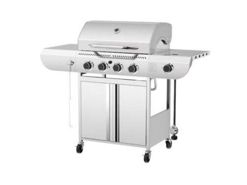 R.W. FLAME Silver 4 Burner Liquid Propane Gas Grill Model #JD-4B