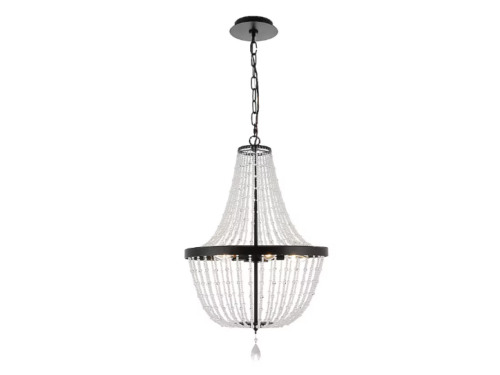 NEW! ALLEN+ROTH Emilia 5-Light Chandelier, Matte Black Finish Model #3763779