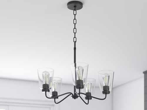 NEW! PROJECT SOURCE Traywick 5-Light Chandelier, Matte Black Finish Model #5055171