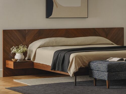 NEW! ARTICLE Nera King Bed with Nightstands - Walnut