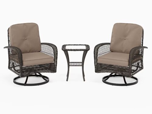 NEW! OCTANS Abydos 3 -Piece Wicker Patio Conversation Set with Brown Cushions