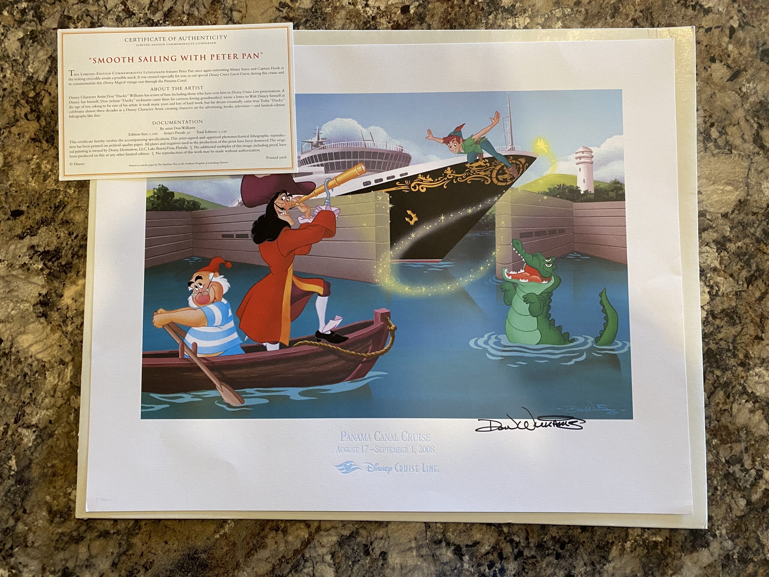 Signed Don “Ducky” Williams “Smooth Sailing with Peter Pan” Lithograph