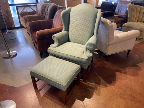 SHERRILL Vintage Wingback Lounge Chair with Ottoman