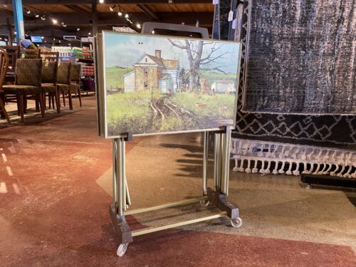 Vintage Frank Hamilton Four Seasons Folding TV Tray Set (Set of 4)