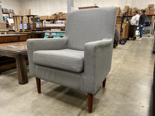 Light Grey Woven Accent Chair with Wooden Legs
