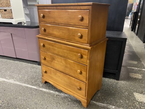 KROEHLER Maple Finish 5-Drawer Highboy Dresser