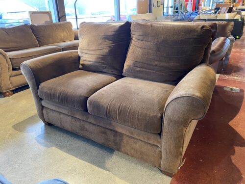 LA-Z-BOY Brown Loveseat with Rolled Arms