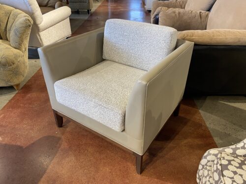 BERNHARDT Club Chair in Crème with a Walnut Base