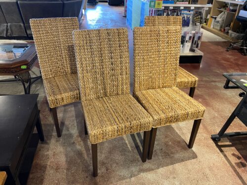 Natural Woven Rattan Dining Chairs (Set of 4)