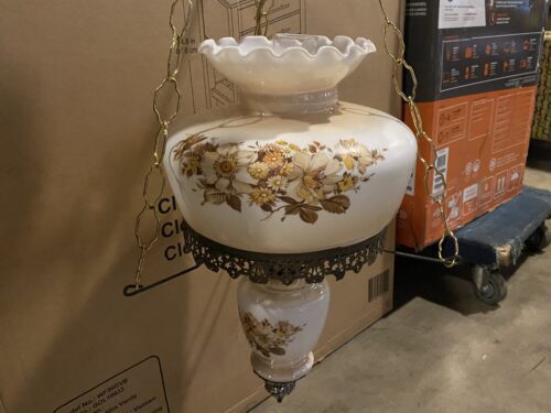 Vintage Hanging Glass Shade Hurricane Lamp