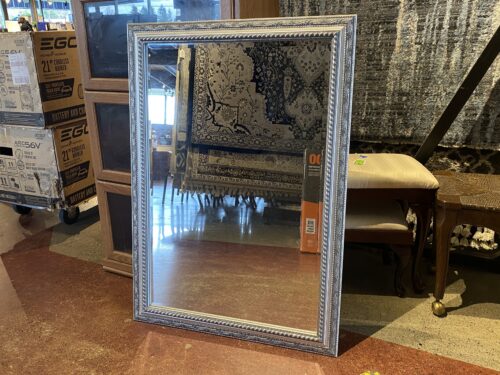 Rectangular Silver Wood Frame Wall Mirror