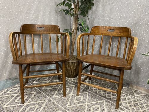 Vintage Wooden Rustic Dining Room Chairs  (Set of 2)