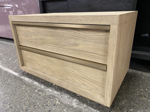 RESTORATION HARDWARE Bezier Closed Nightstand in Greige Oak/Champagne