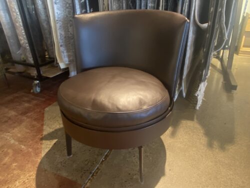 Dark Brown Leather Swivel Chair