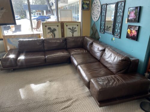 Chocolate Wide Track Arm Corner Sectional w/ Chrome Legs