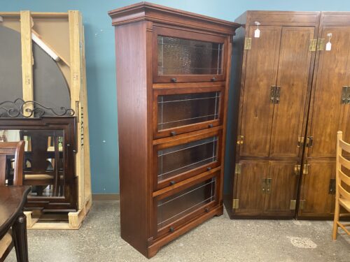 Cherry Finish Attorney Bookcase w/ Ripple Glass Doors