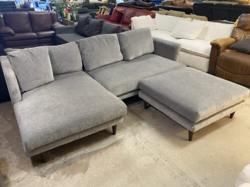 JOYBIRD Light Grey Lewis Sectional w/ Ottoman