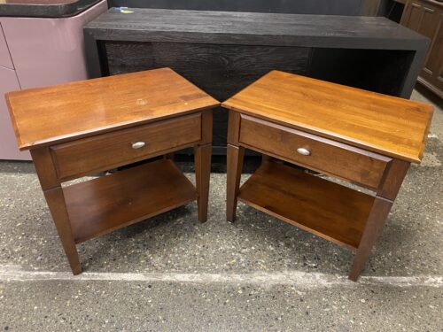 ETHAN ALLEN  Cherry Finish Open Nightstand w/ Drawer (Set of 2)