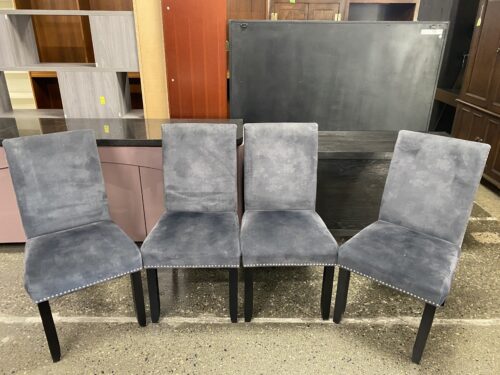HANDY LIVING Dark Grey Upholstered Dining Chairs w/ Nailhead Trim (Set of 4)