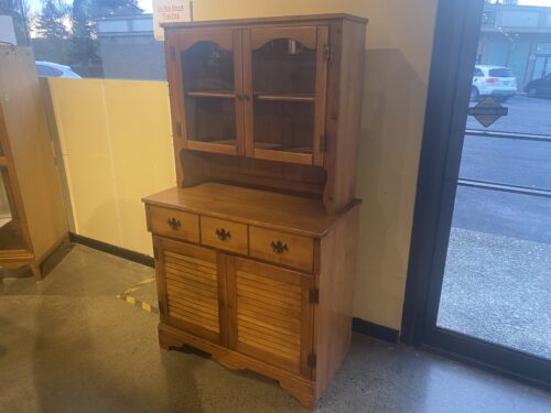 Vintage Solid Maple Wood China Hutch